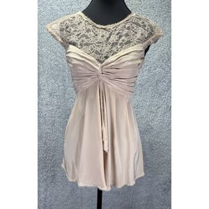 BCBG Womens Silk Top Babydoll Lace Sweetheart Size 0 Coquette Y2K Fairy